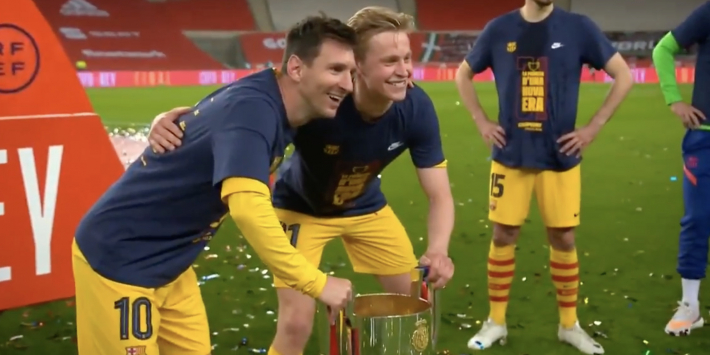 Briljant: spelers Barça willen stuk voor stuk kiekje met Messi