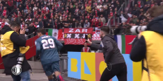 Kökçü gebaart naar biergooiende Ajax-supporters na goal Giménez